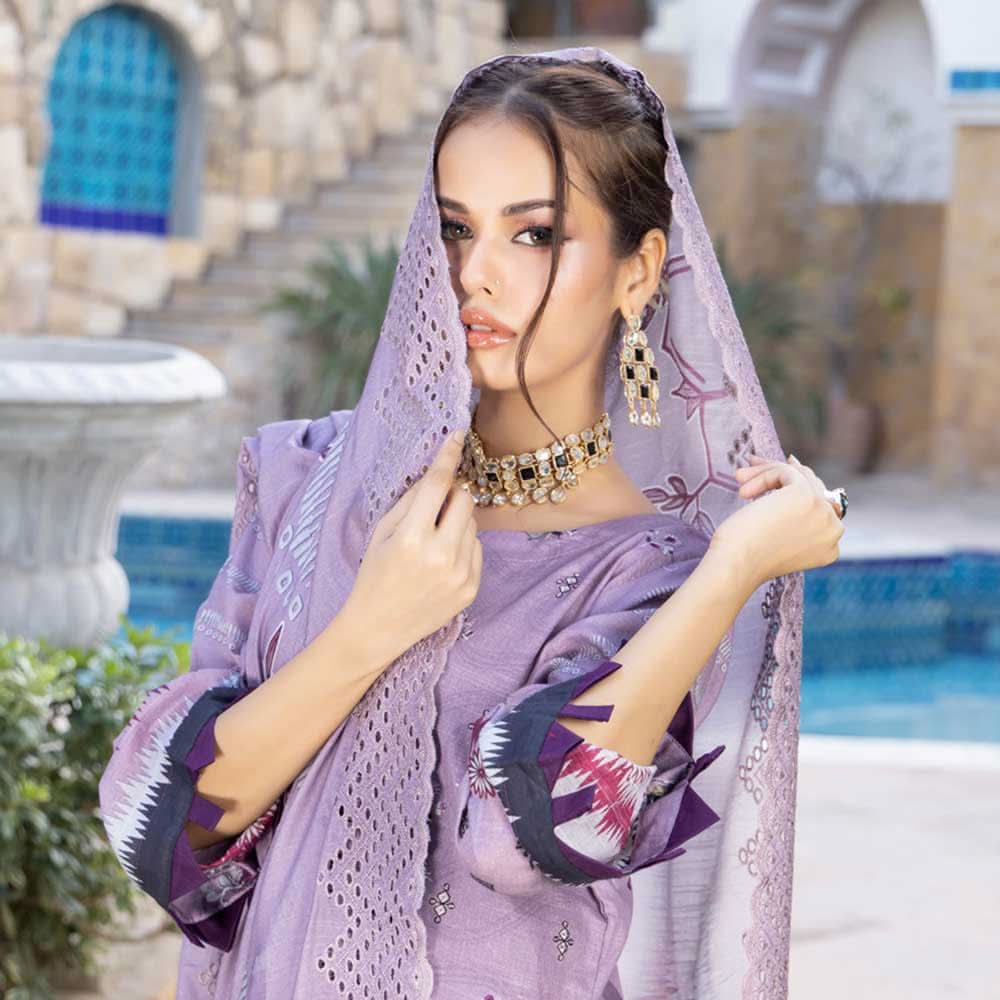 Schick Natasha Slub Lawn Embroidered Unstitched 3Pcs Suit - 2, Women, 3Pcs Shalwar Suit, MI Creation, Chase Value