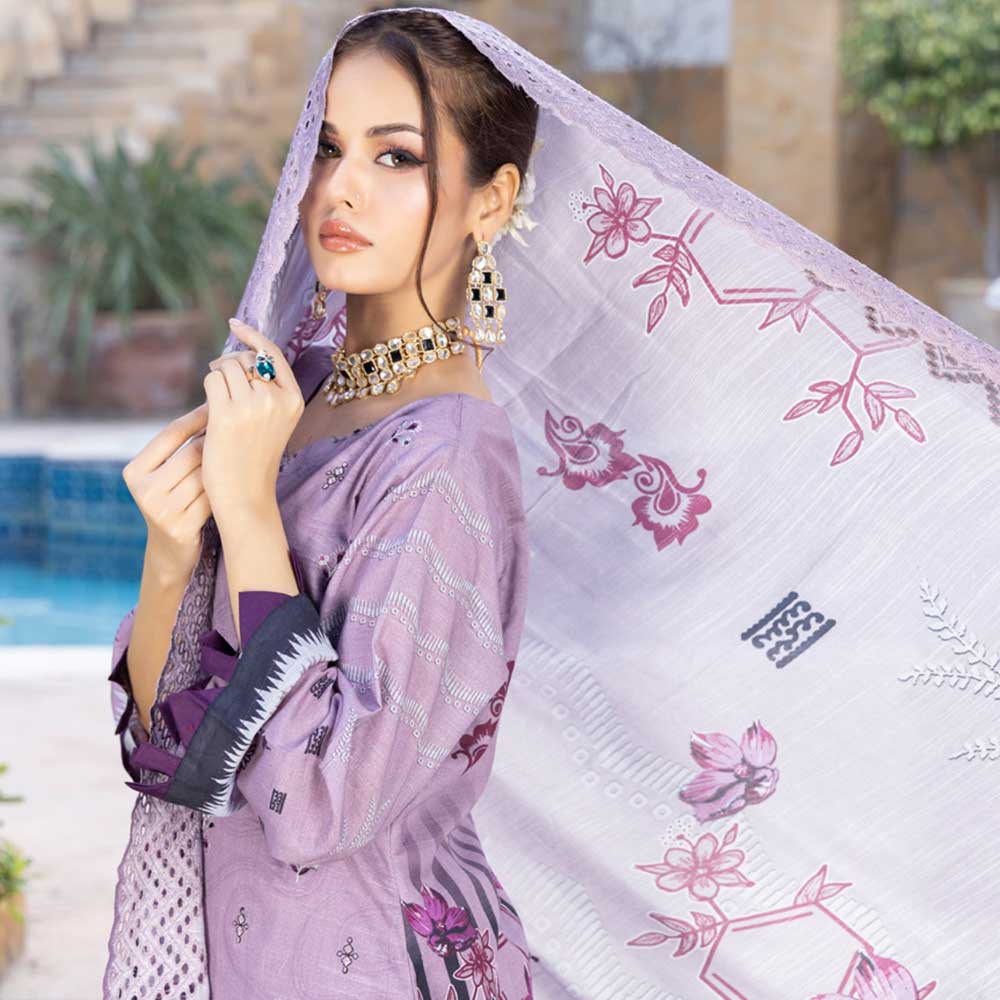 Schick Natasha Slub Lawn Embroidered Unstitched 3Pcs Suit - 2, Women, 3Pcs Shalwar Suit, MI Creation, Chase Value