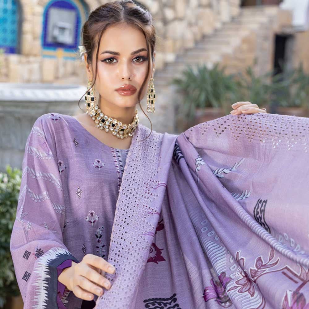 Schick Natasha Slub Lawn Embroidered Unstitched 3Pcs Suit - 2, Women, 3Pcs Shalwar Suit, MI Creation, Chase Value
