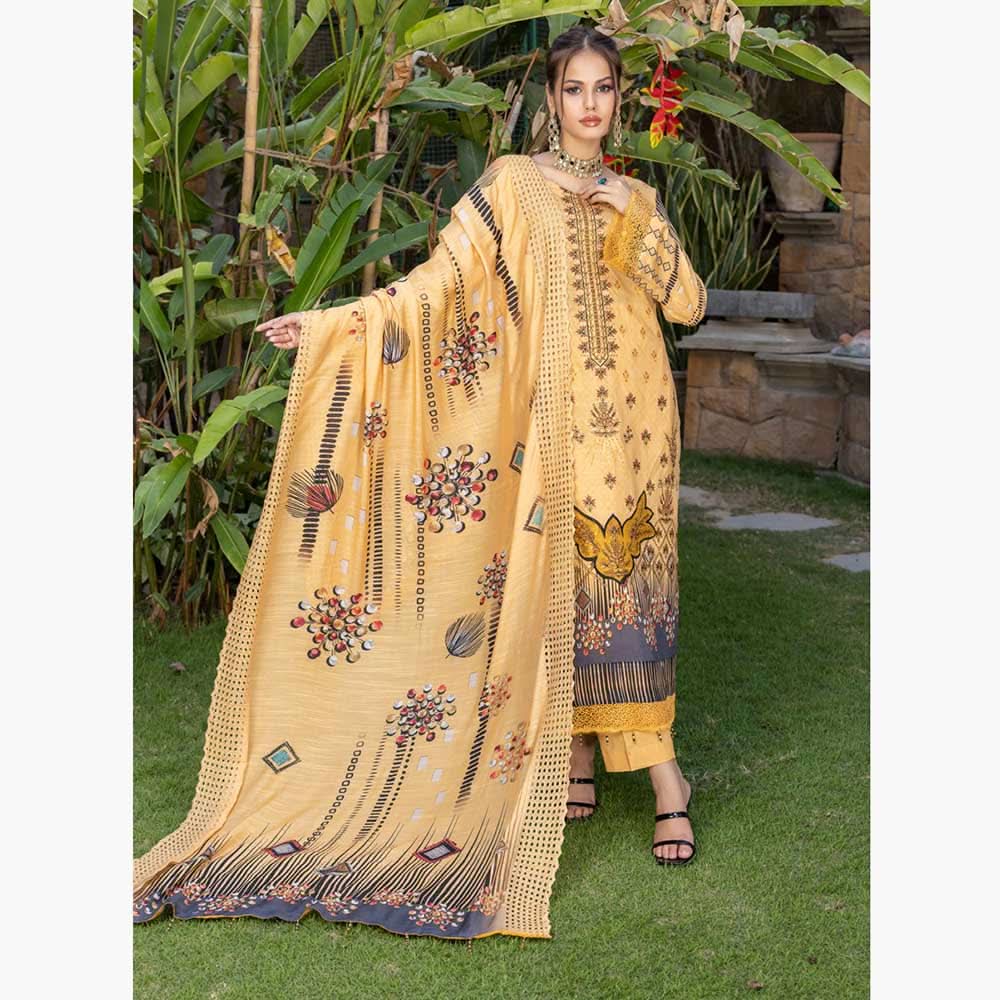 Schick Natasha Slub Lawn Embroidered Unstitched 3Pcs Suit - 7, Women, 3Pcs Shalwar Suit, MI Creation, Chase Value