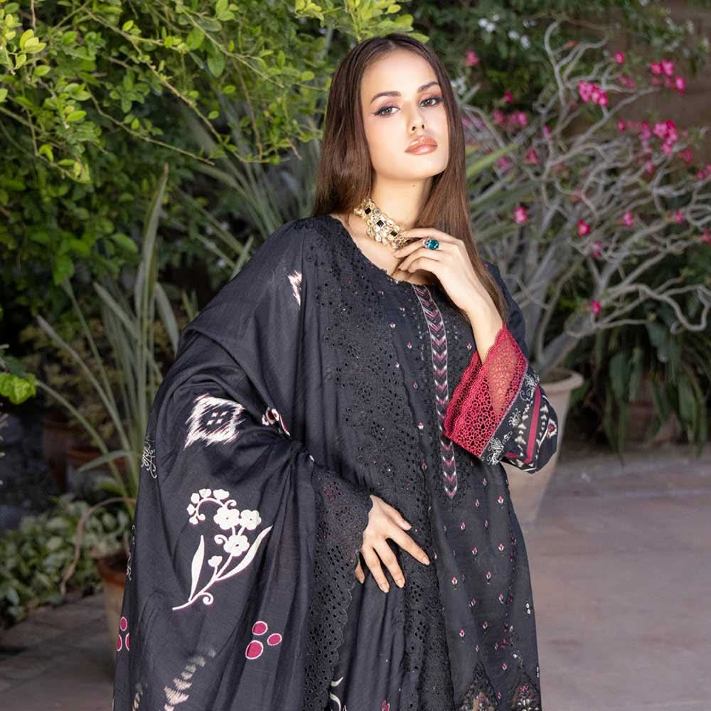 Schick Natasha Slub Lawn Embroidered Unstitched 3Pcs Suit - 5, Women, 3Pcs Shalwar Suit, MI Creation, Chase Value
