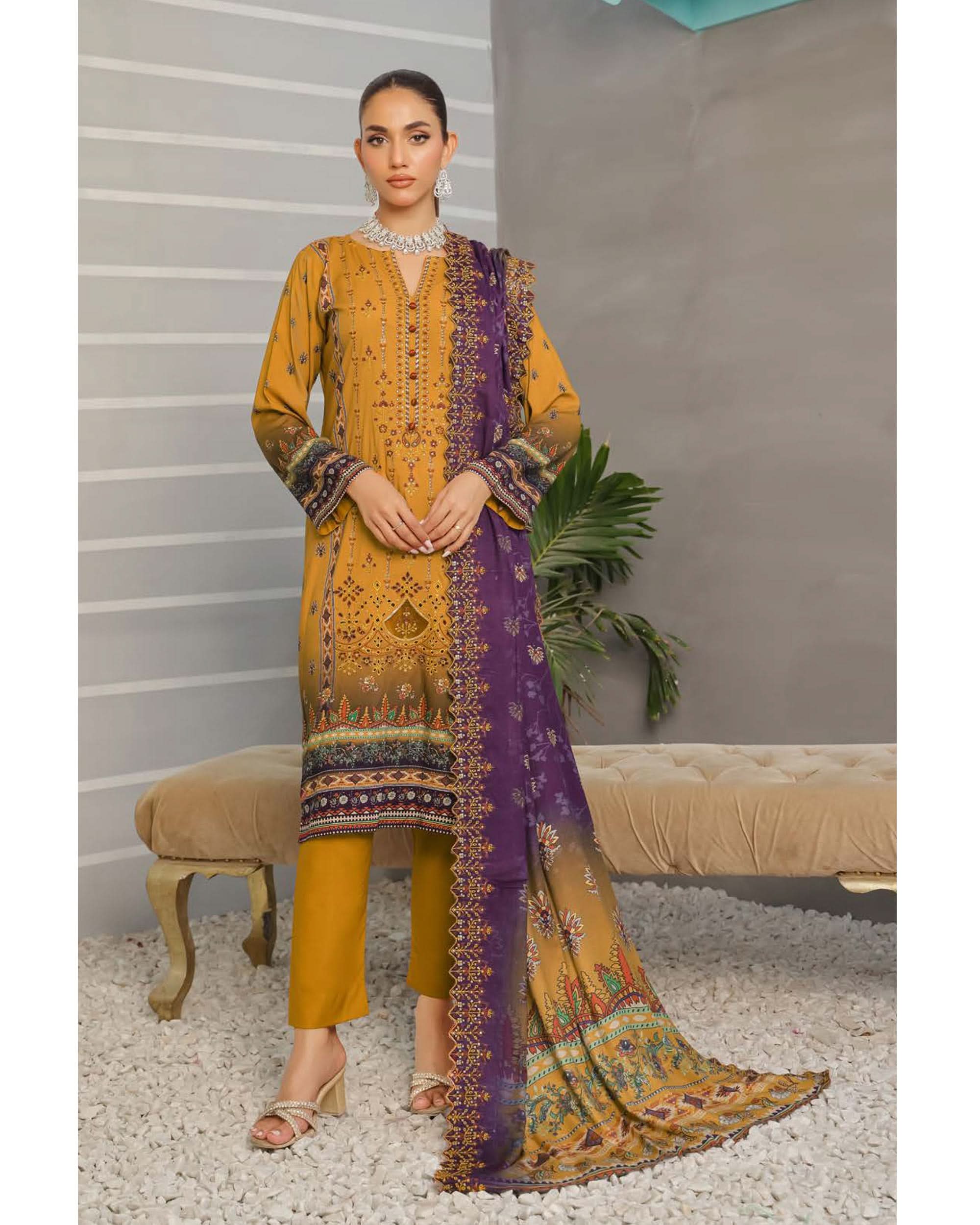 Nazia By RA-Bin Hameed Embroidered Linen Unstitched 3Pcs Suit - TS-2023, Women, 3Pcs Shalwar Suit, Rana Arts, Chase Value
