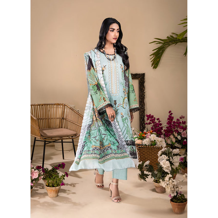 Ruby Lawn Printed Embroidered Unstitched 3Pcs Suit - 4, Women, 3Pcs Shalwar Suit, Zesh Textile, Chase Value