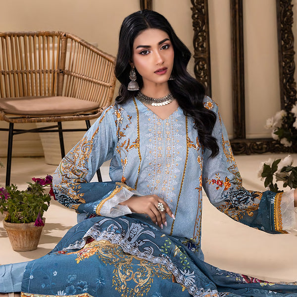 Ruby Lawn Printed Embroidered Unstitched 3Pcs Suit - 9, Women, 3Pcs Shalwar Suit, Zesh Textile, Chase Value