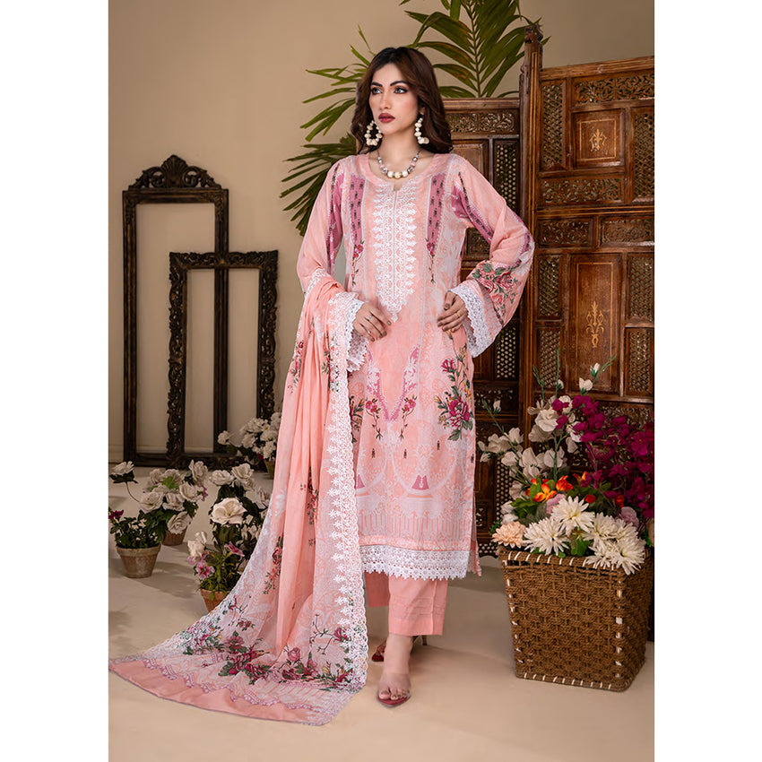 Ruby Lawn Printed Embroidered Unstitched 3Pcs Suit - 2, Women, 3Pcs Shalwar Suit, Zesh Textile, Chase Value