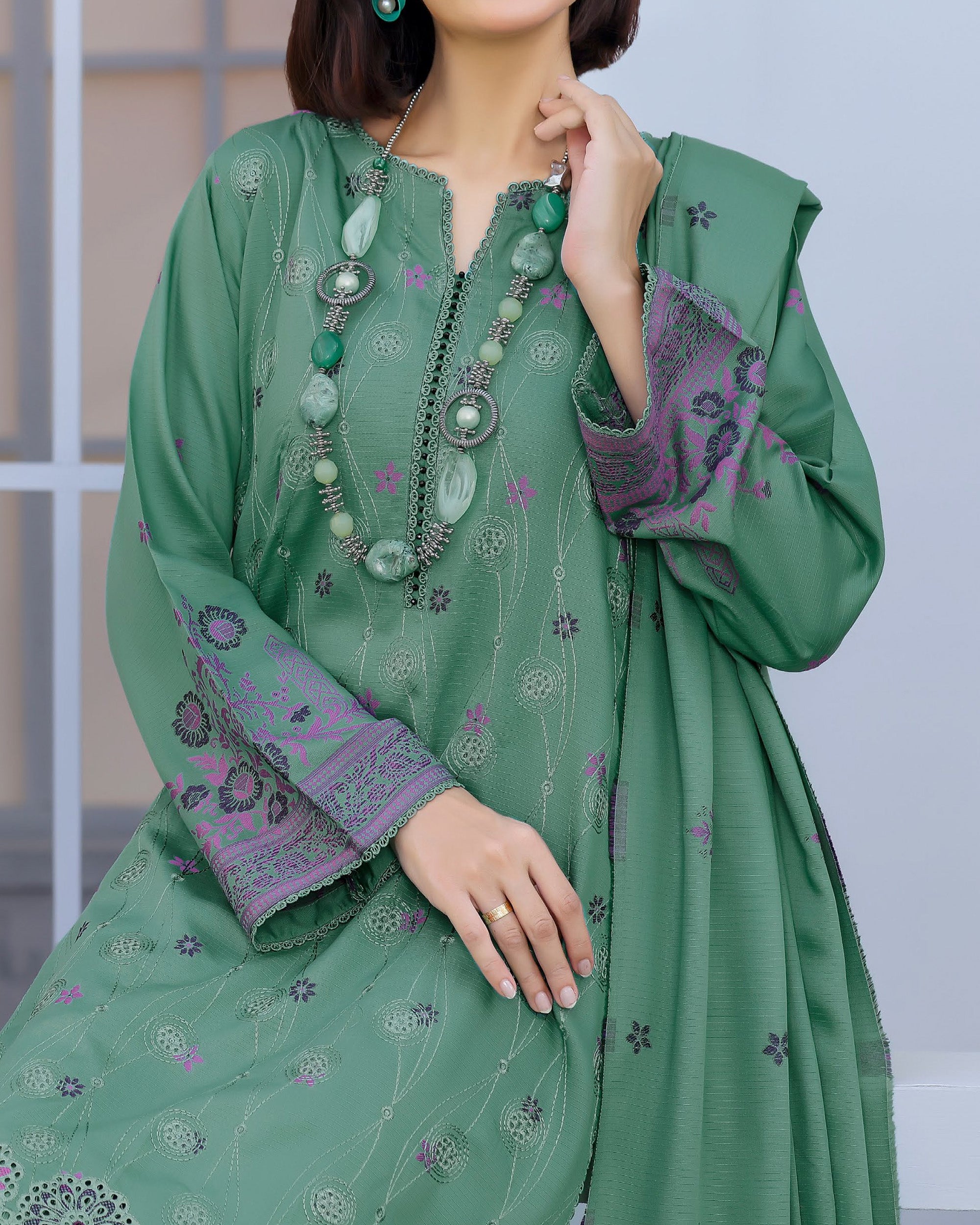 RA-Bin Hameed Noori Viscose Luxury Jacquard Suit - 3 Pc