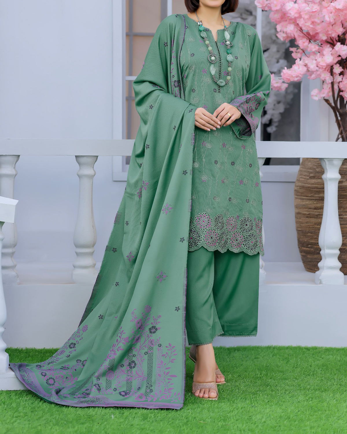 RA-Bin Hameed Noori Viscose Luxury Jacquard Suit - 3 Pc