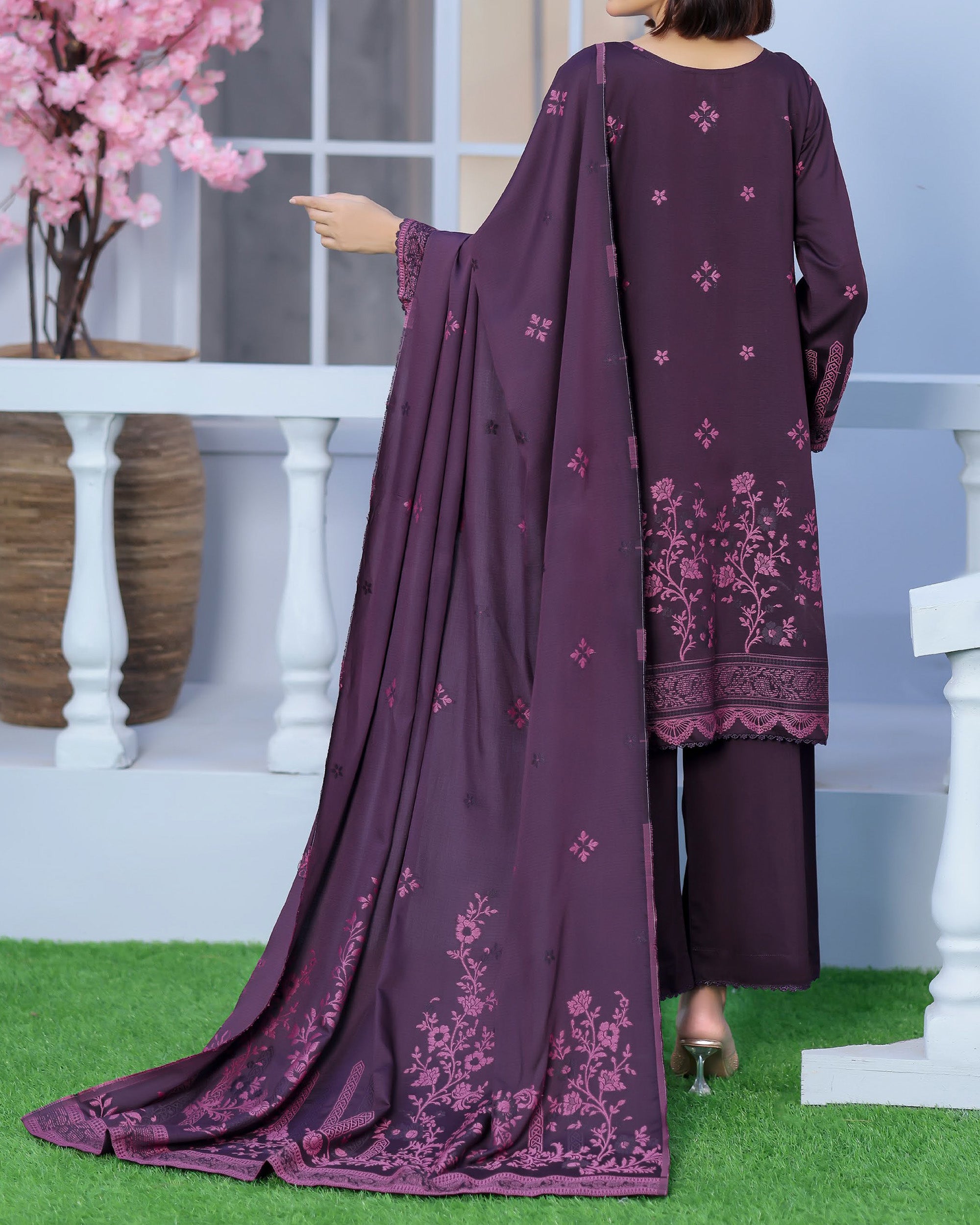 RA-Bin Hameed Noori Viscose Luxury Jacquard Suit - 3 Pc