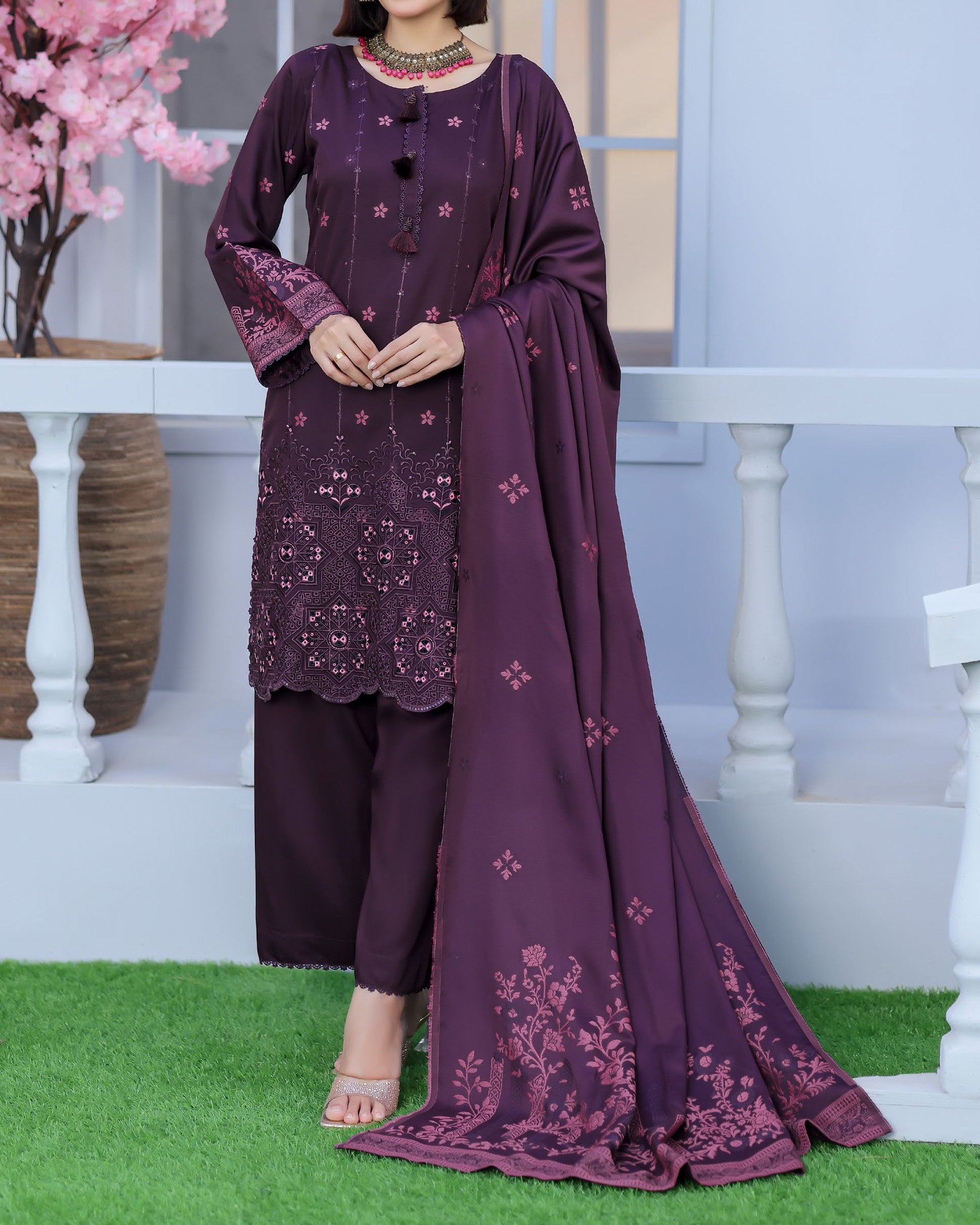 RA-Bin Hameed Noori Viscose Luxury Jacquard Suit - 3 Pc