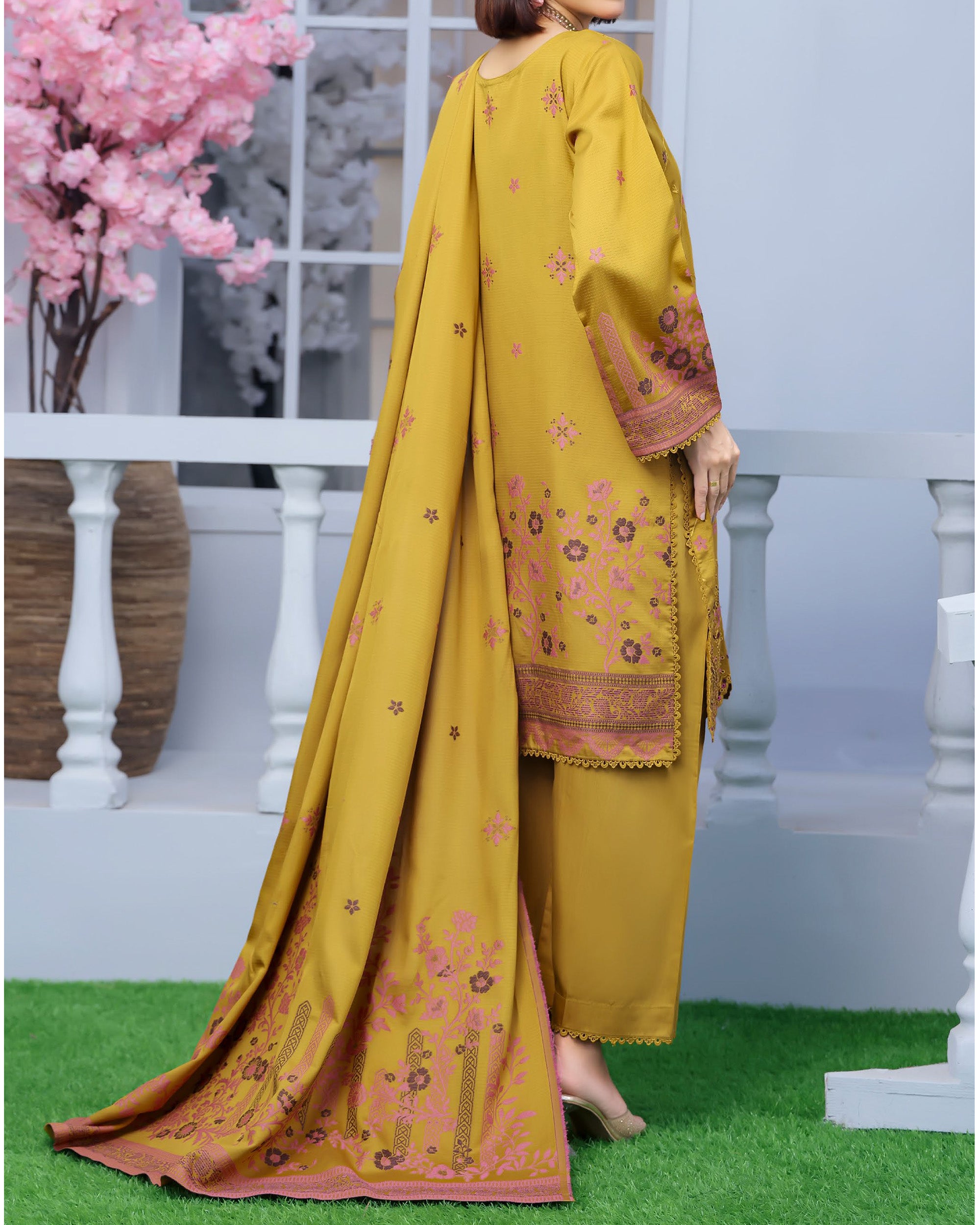 RA-Bin Hameed Noori Viscose Luxury Jacquard Suit - 3 Pc