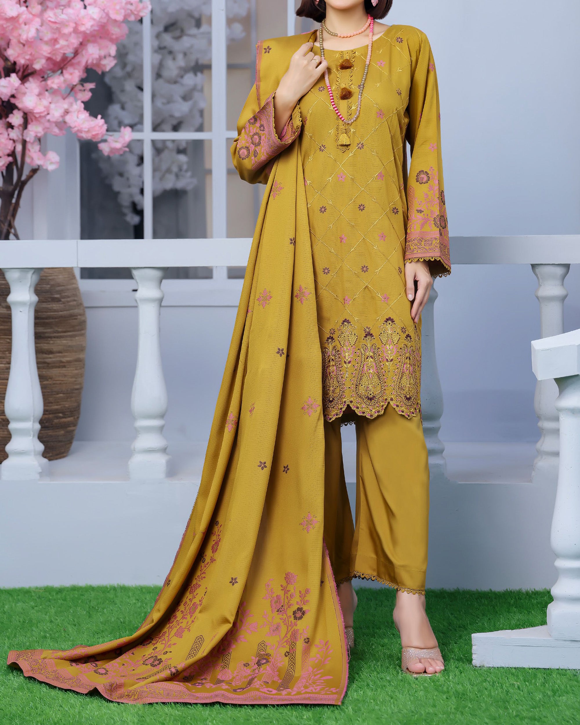 RA-Bin Hameed Noori Viscose Luxury Jacquard Suit - 3 Pc