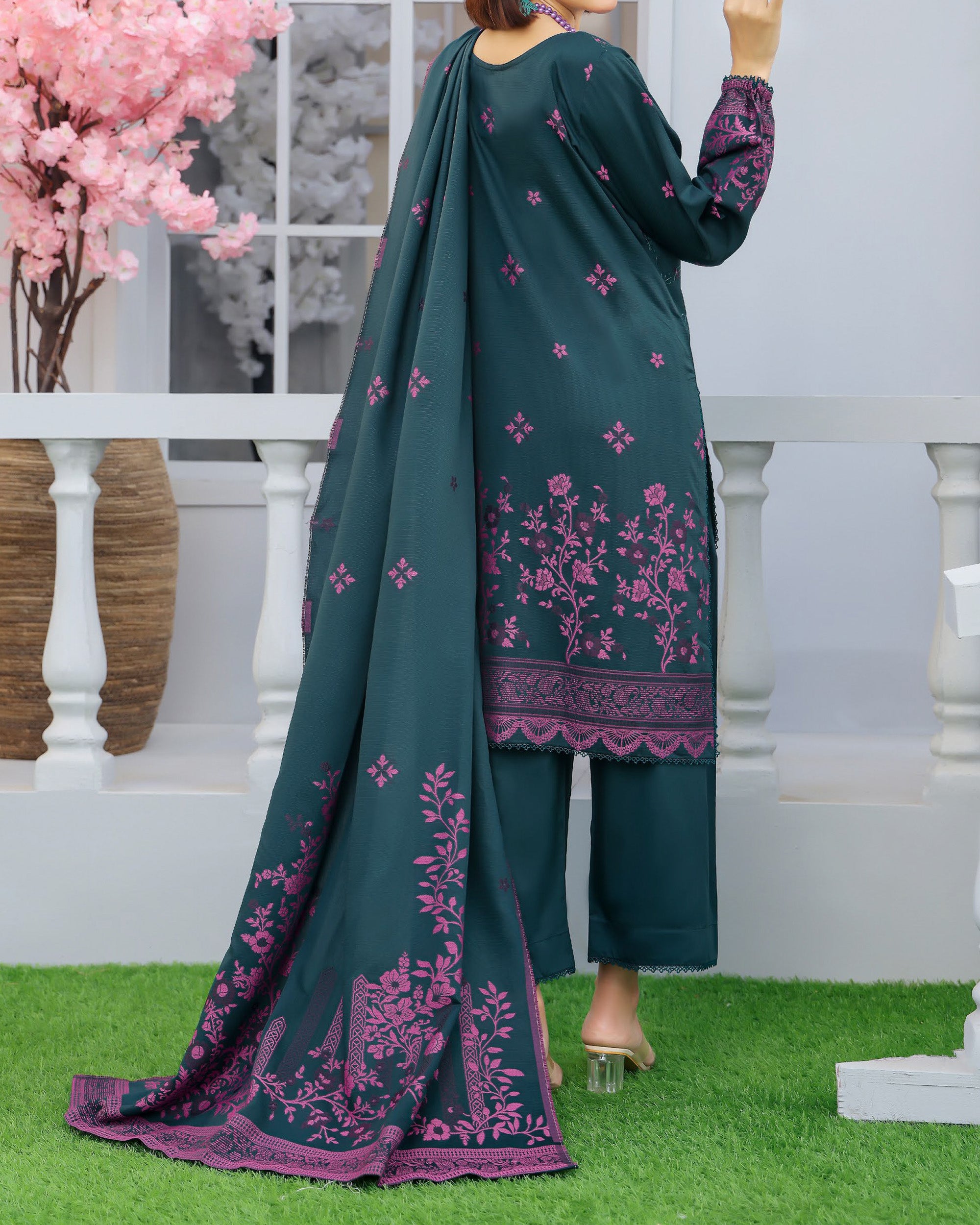 RA-Bin Hameed Noori Viscose Luxury Jacquard Suit - 3 Pc