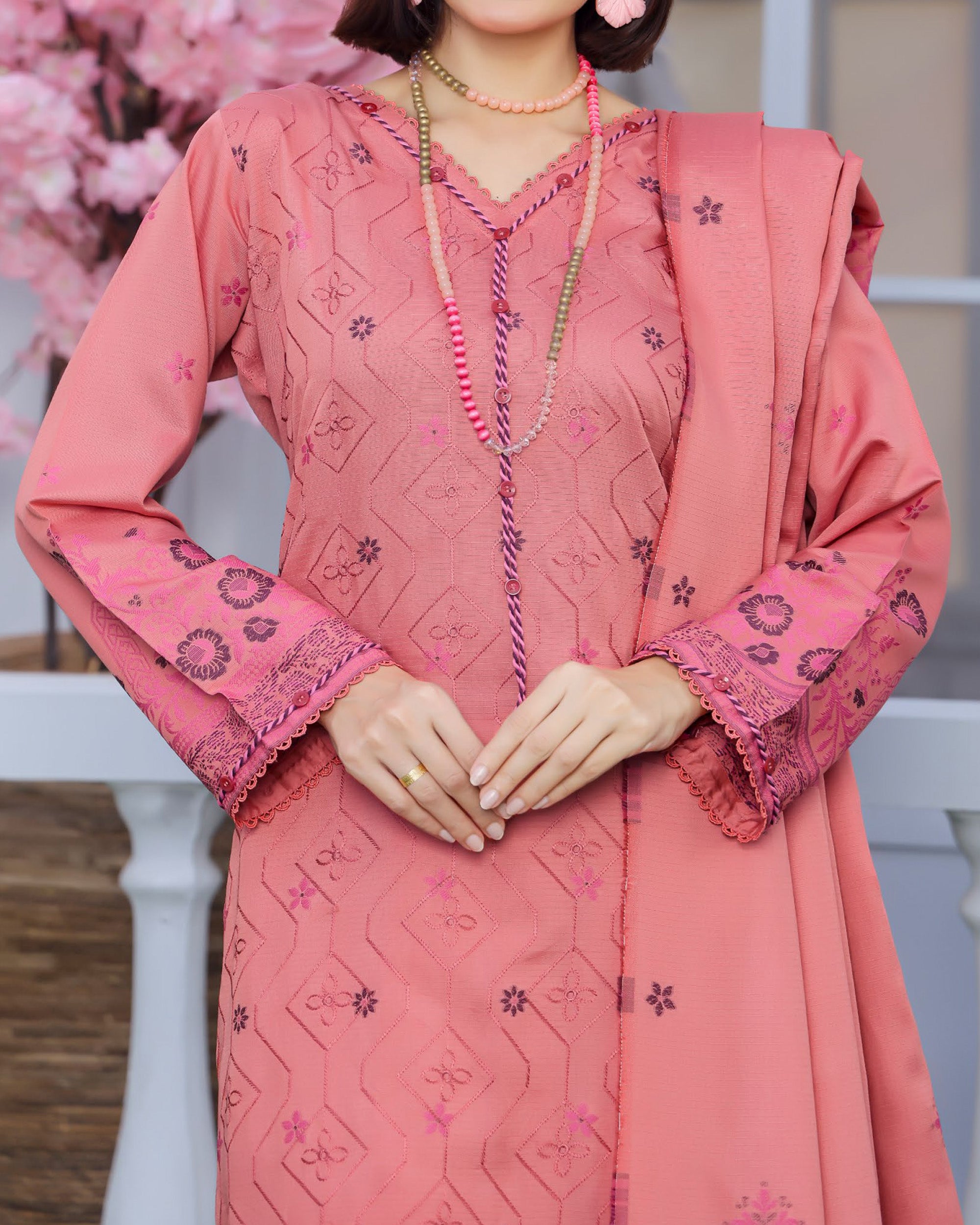 RA-Bin Hameed Noori Viscose Luxury Jacquard Suit - 3 Pc