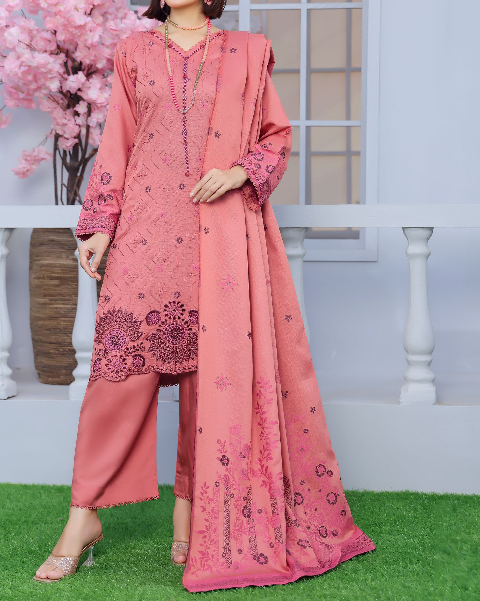 RA-Bin Hameed Noori Viscose Luxury Jacquard Suit - 3 Pc