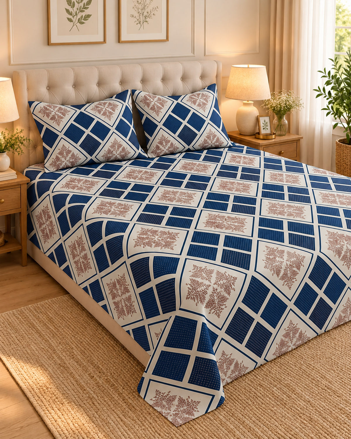 Valuables Printed Double Bedsheet - 90 × 96 Inch