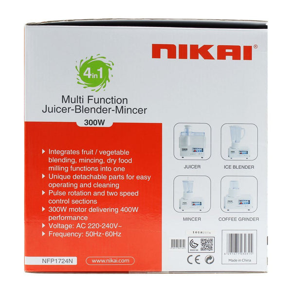 Nikai 4 In 1 Food Processor NFP-1724N, Food Factories, Nikai, Chase Value