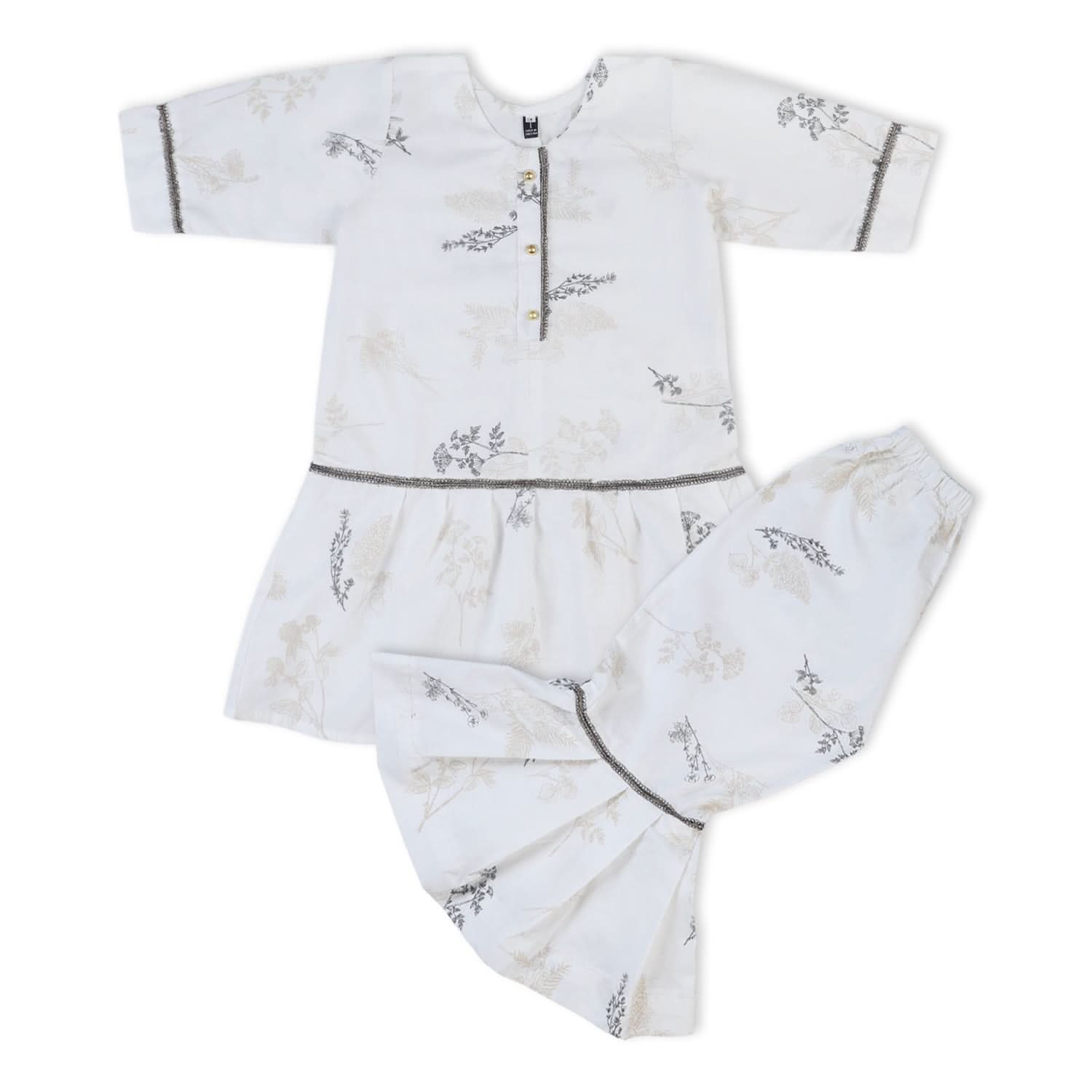 Girls Cotton 2Pcs Shalwar Suit - Off White, Girls Shalwar Kameez, Chase Value, Chase Value