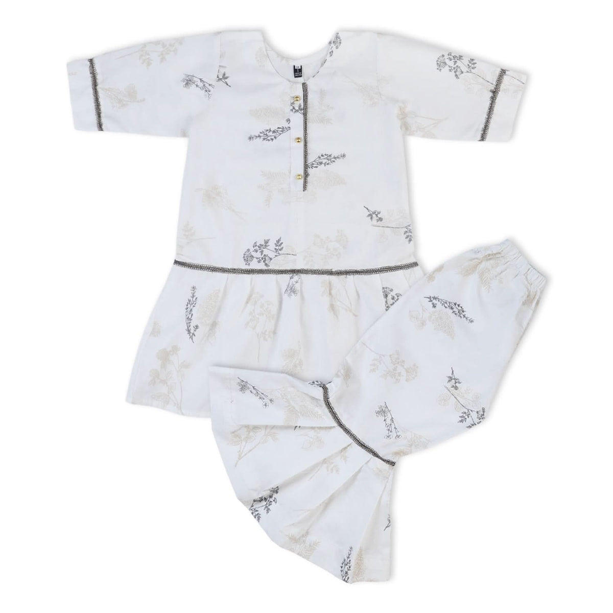 Girls Cotton 2Pcs Shalwar Suit - Off White, Girls Shalwar Kameez, Chase Value, Chase Value