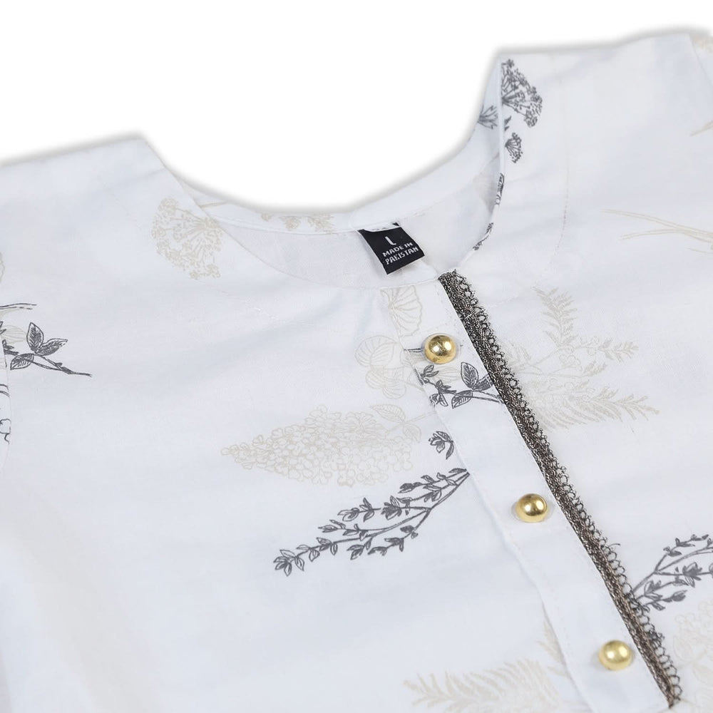 Girls Cotton 2Pcs Shalwar Suit - Off White, Girls Shalwar Kameez, Chase Value, Chase Value