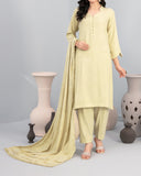 Tawakkal Onaya Leather Peach Printed Suit with Shawl - 3 Pc
