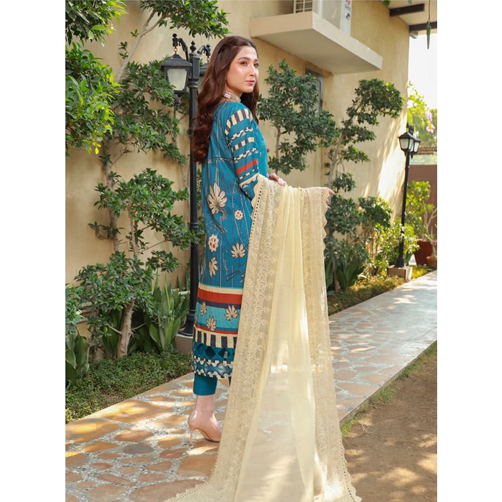 Schick Oodhni Lawn Printed Embroidered Unstitched 3Pcs Suit - 4, Women, 3Pcs Shalwar Suit, Mi Creation, Chase Value