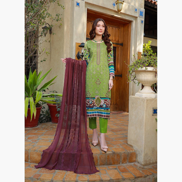 Schick Oodhni Lawn Printed Embroidered Unstitched 3Pcs Suit - 9, Women, 3Pcs Shalwar Suit, Mi Creation, Chase Value