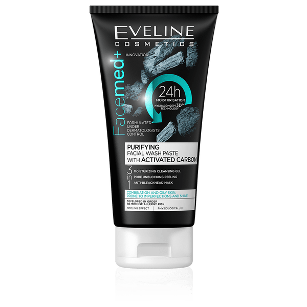 Eveline Facemed + Purifying Facial Wash Paste 3 in 1 with Activated Carbon 150ml