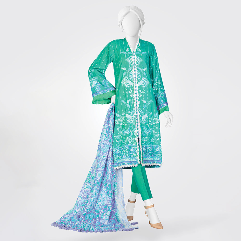Panjnad Payrahan Lawn Digital Printed 3pcs Suit - 1005, Women, 3Pcs Shalwar Suit, Junaid Jamshed, Chase Value