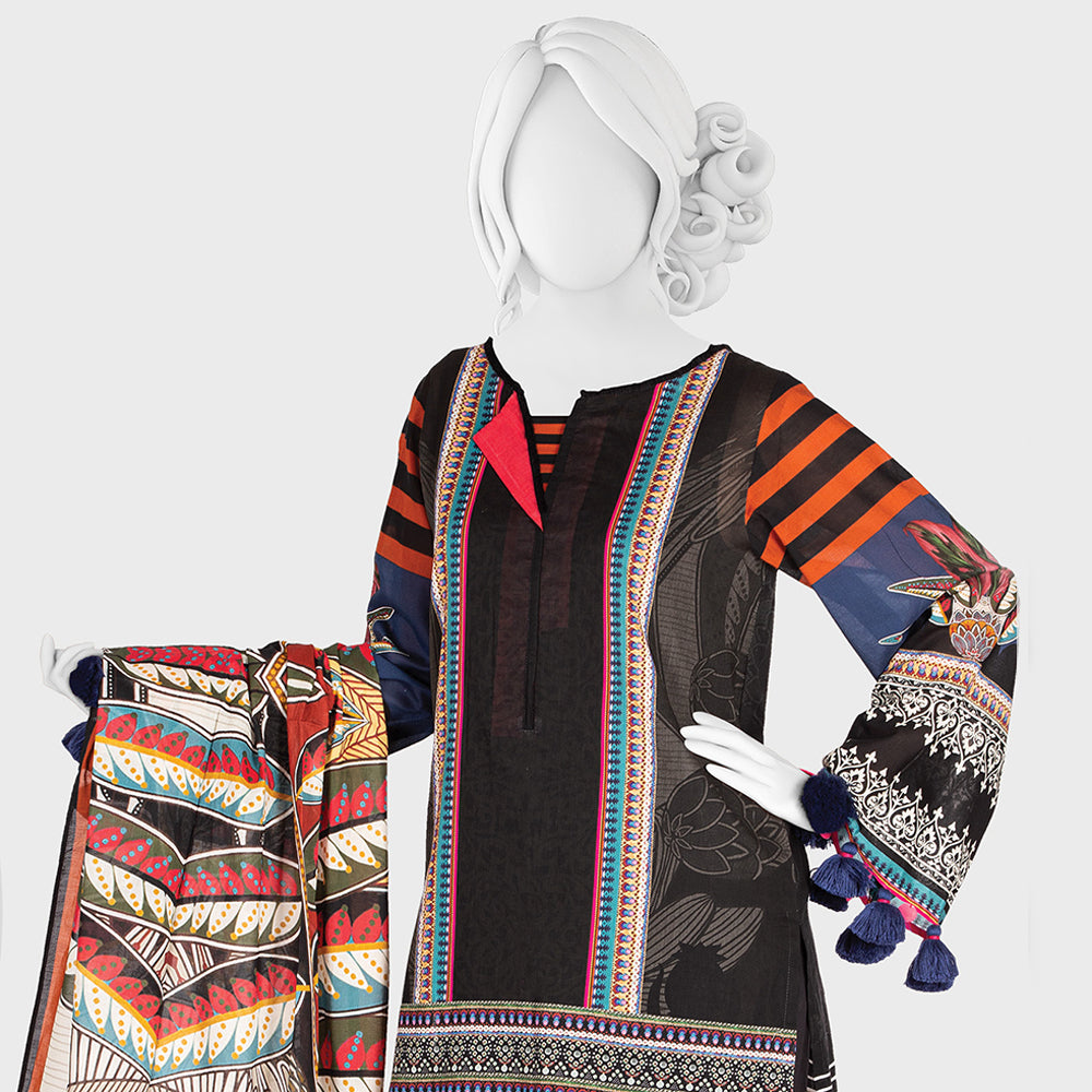 Panjnad Payrahan Lawn Digital Printed 3pcs Suit - 1013, Women, 3Pcs Shalwar Suit, Junaid Jamshed, Chase Value