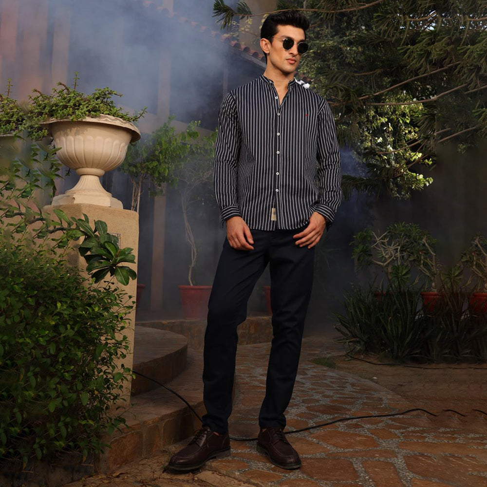 Eminent Men's Casual Stripe Shirt - White & Black, Men's Shirts, Eminent, Chase Value