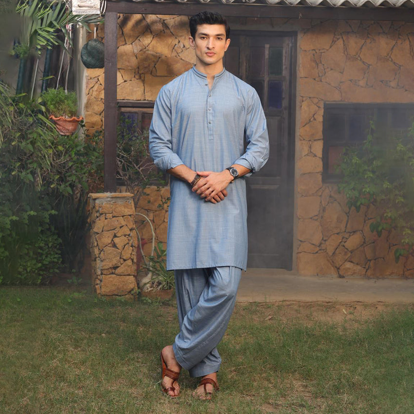 Eminent Men's Kurta Shalwar Suit - Blue