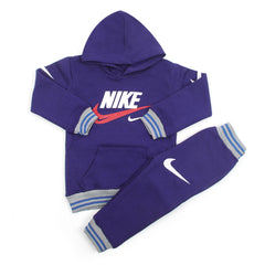 Boy's Full Sleeves Fleece Pajama Suit - Purple