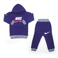 Boy's Full Sleeves Fleece Pajama Suit - Purple