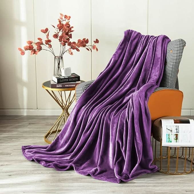 Mansion Solid Flannel Single Compact Throw - Purple, Blanket, Chase Value, Chase Value