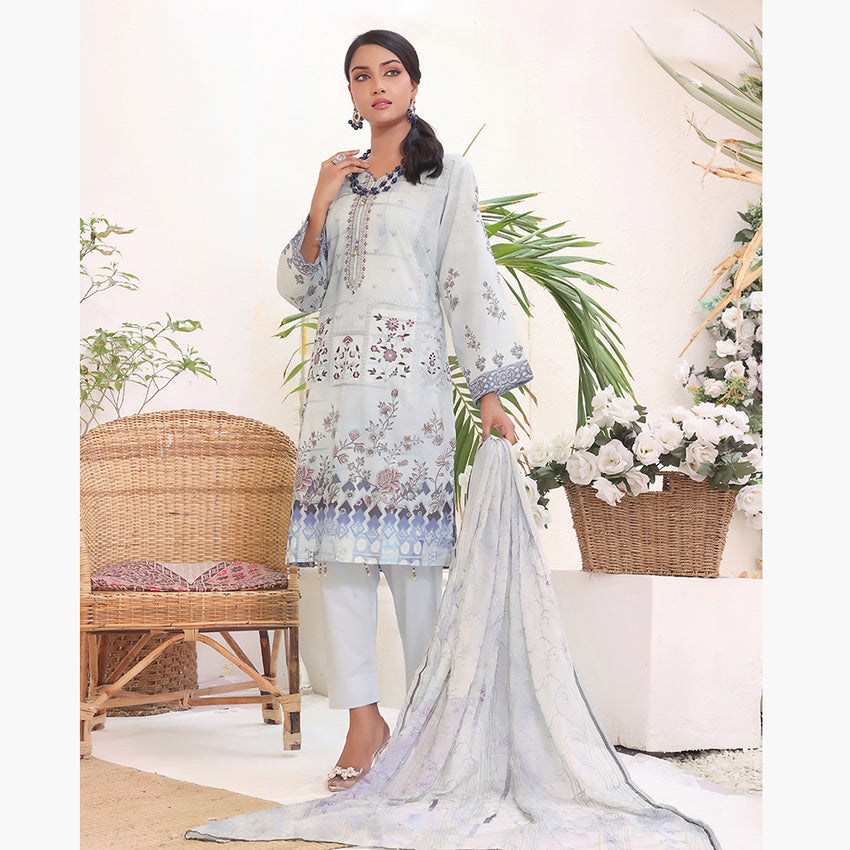 Esra Lawn Digital Printed Embroidered 3Pcs Unstitched Suit - 6, Women, 3Pcs Shalwar Suit, Rana Arts, Chase Value