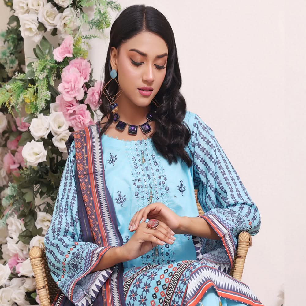 Esra Lawn Digital Printed Embroidered 3Pcs Unstitched Suit - 5, Women, 3Pcs Shalwar Suit, Rana Arts, Chase Value