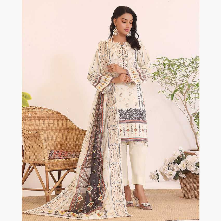Esra Lawn Digital Printed Embroidered 3Pcs Unstitched Suit - 7