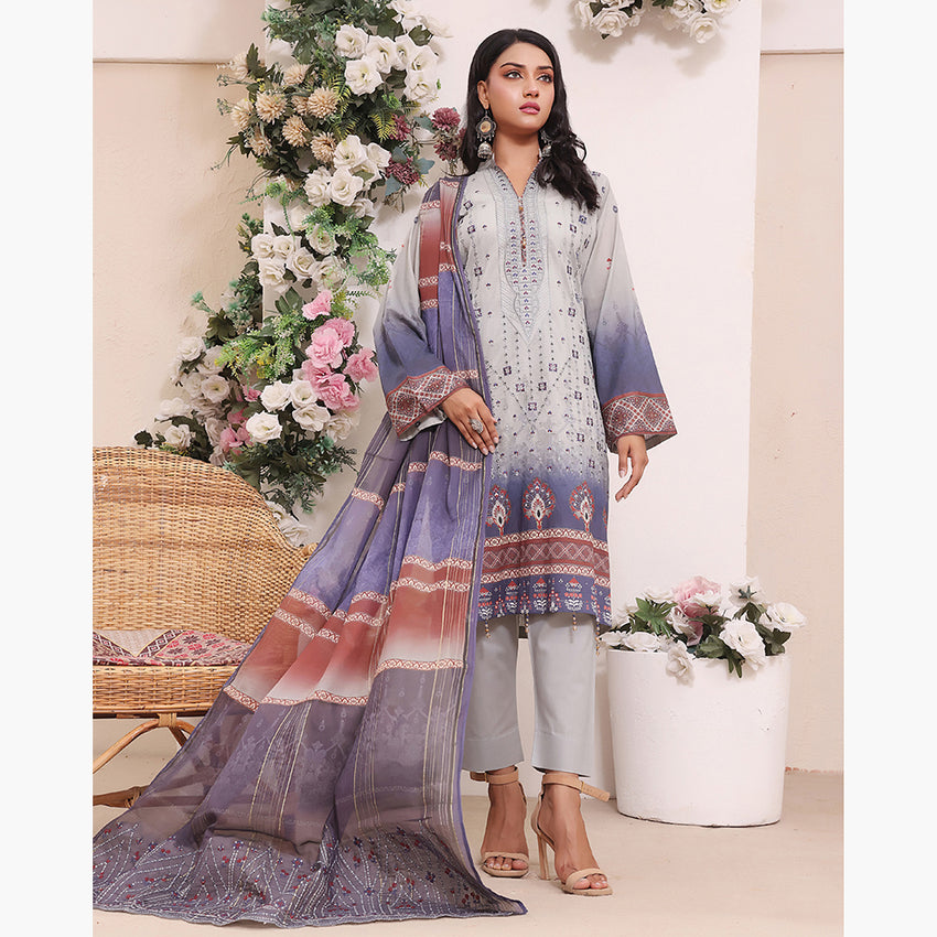 Esra Lawn Digital Printed Embroidered 3Pcs Unstitched Suit - 4, Women, 3Pcs Shalwar Suit, Rana Arts, Chase Value