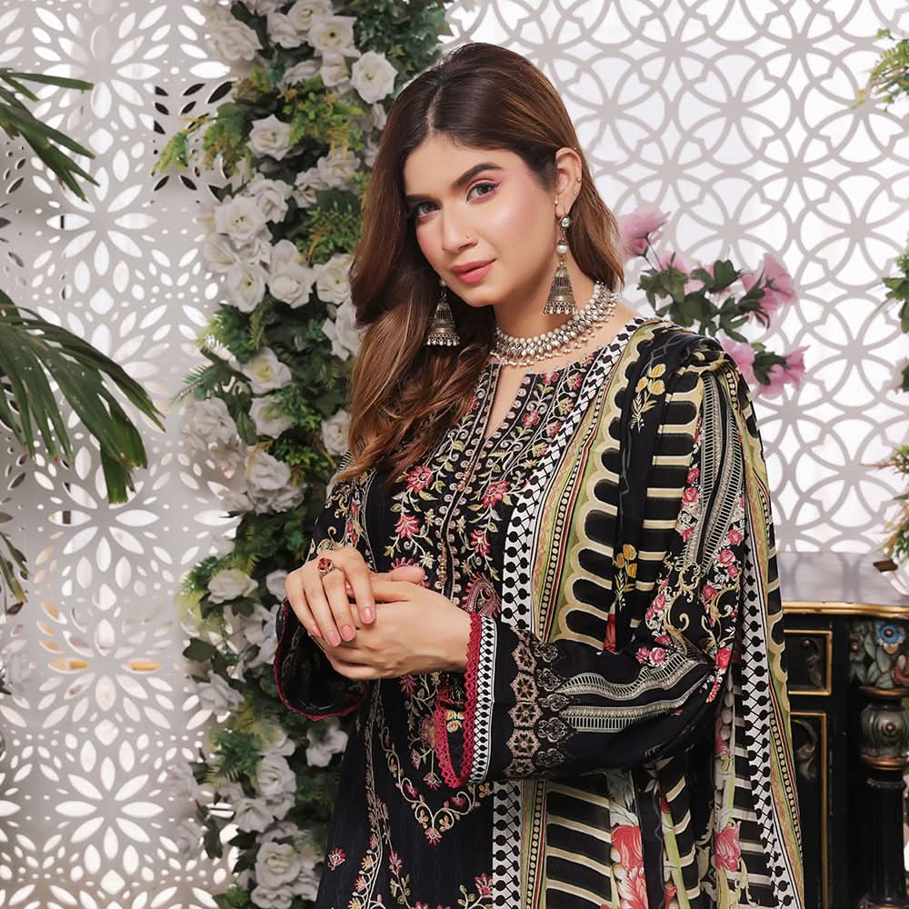 Bin Hameed Rim Jim Lawn Premium Printed Embroidered Unstitched 3Pcs Suit - TS-89, Women, 3Pcs Shalwar Suit, Rana Arts, Chase Value