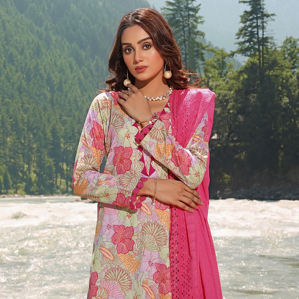 Bin Hameed Zara Lawn Printed Embroidered 3Pcs Suit - CK-07, Women, 3Pcs Shalwar Suit, Rana Arts, Chase Value