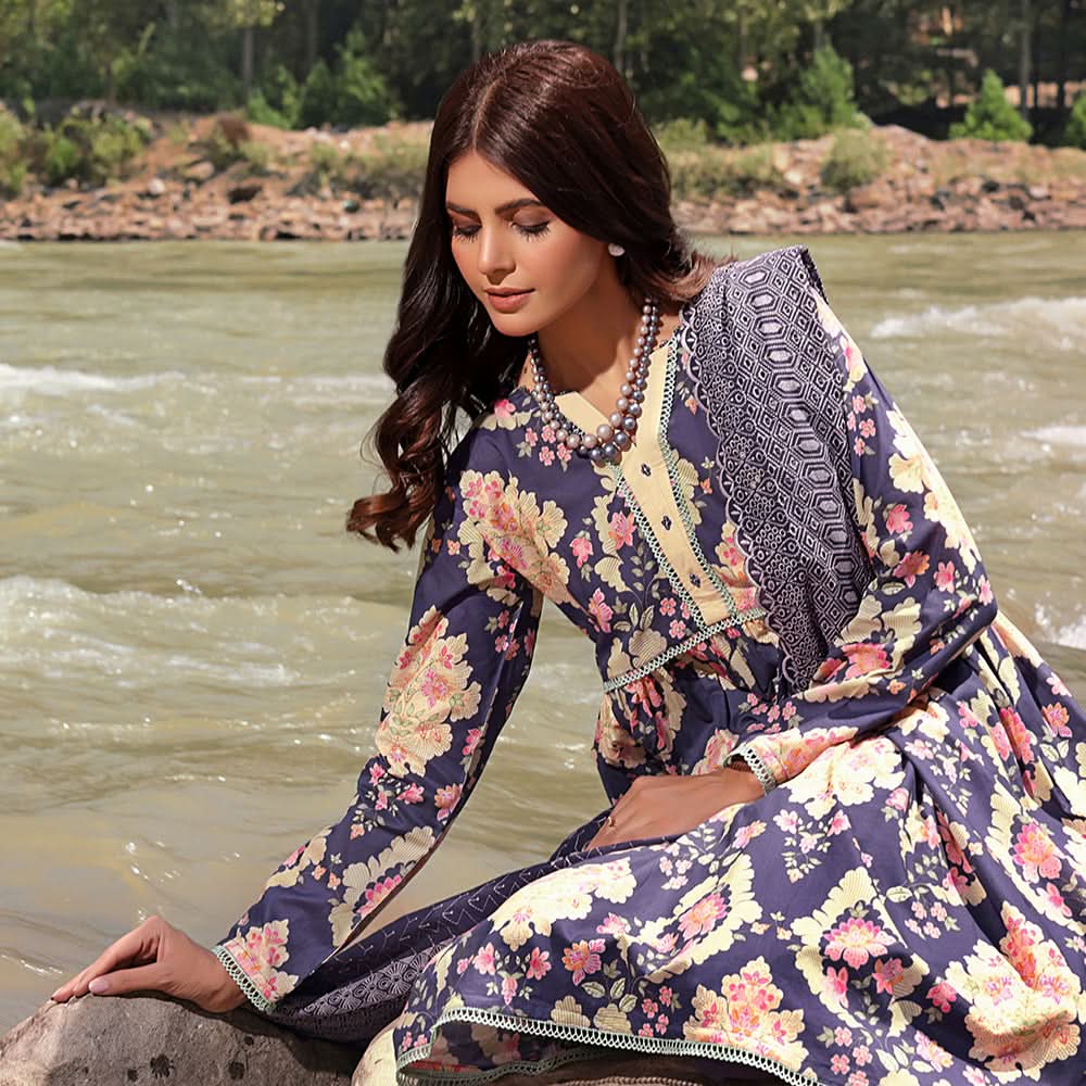 Bin Hameed Zara Lawn Printed Embroidered 3Pcs Suit - CK-04, Women, 3Pcs Shalwar Suit, Rana Arts, Chase Value