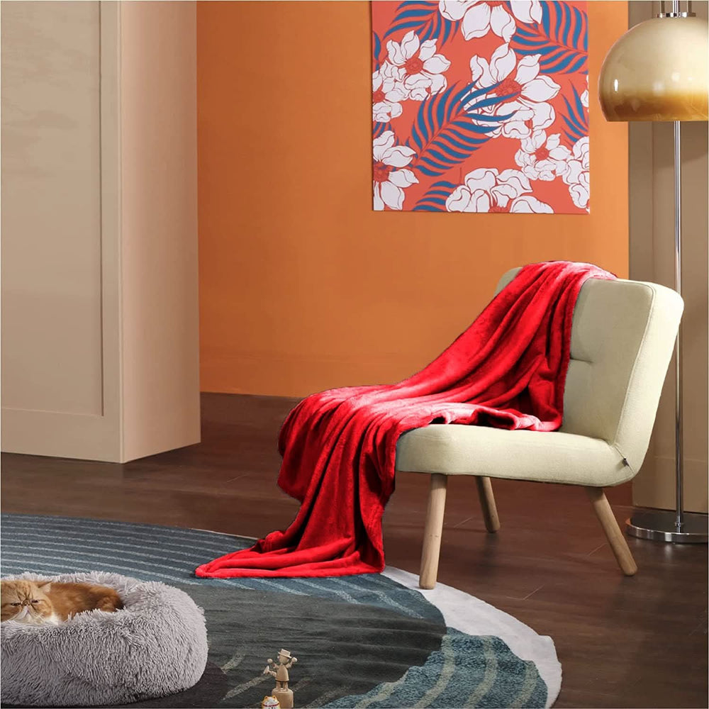 Mansion Solid Flannel Single Compact Throw - Red, Blanket, Chase Value, Chase Value
