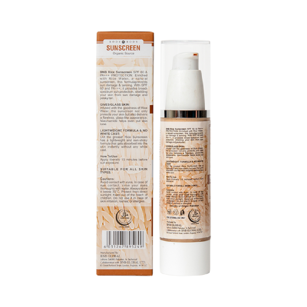 BNB Rice Sun Screen SPF-60 Serum 50ml, Sunscreens, BNB, Chase Value