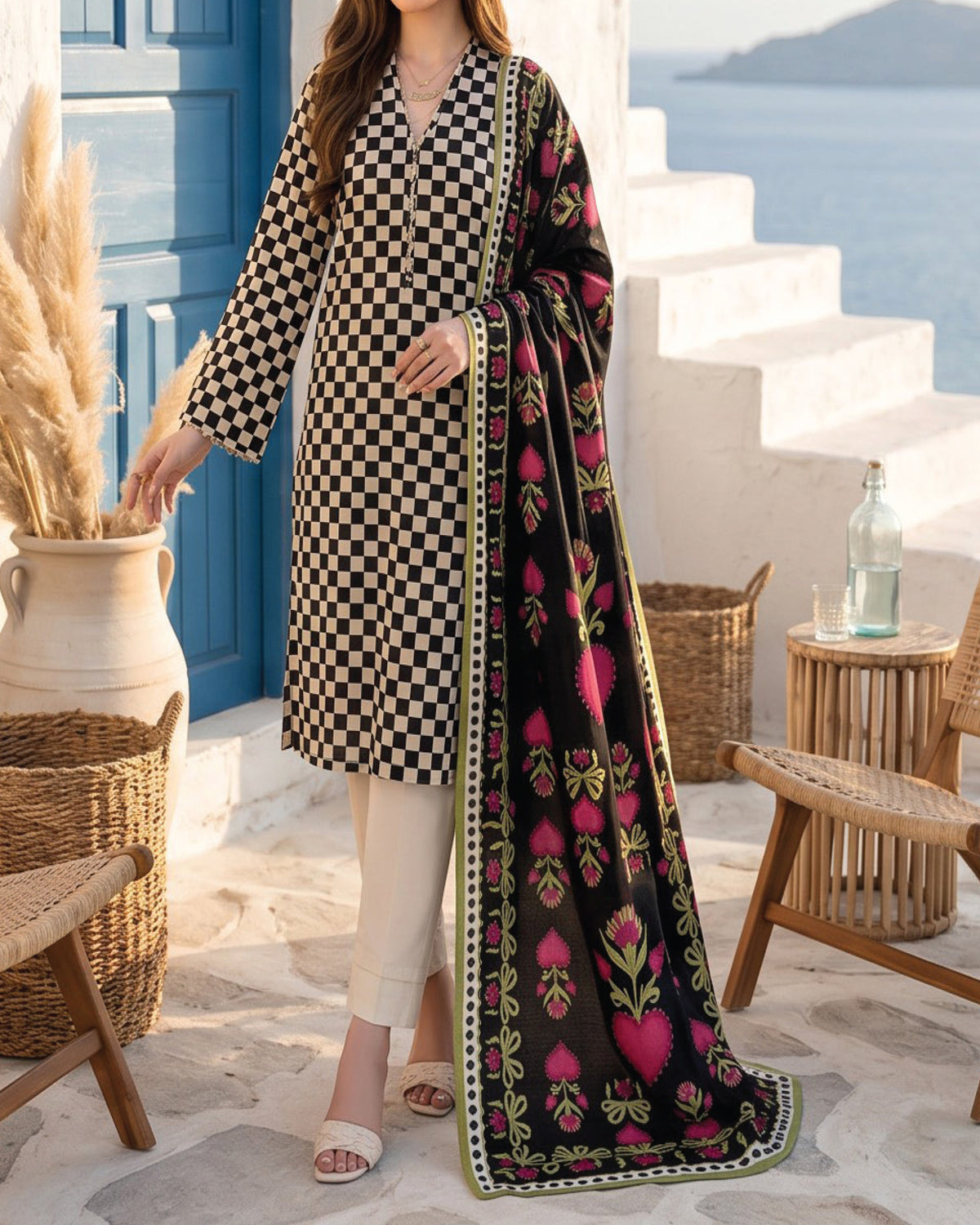 Salina Cambric Mid Summer Digital Printed Suit - 3 Pc