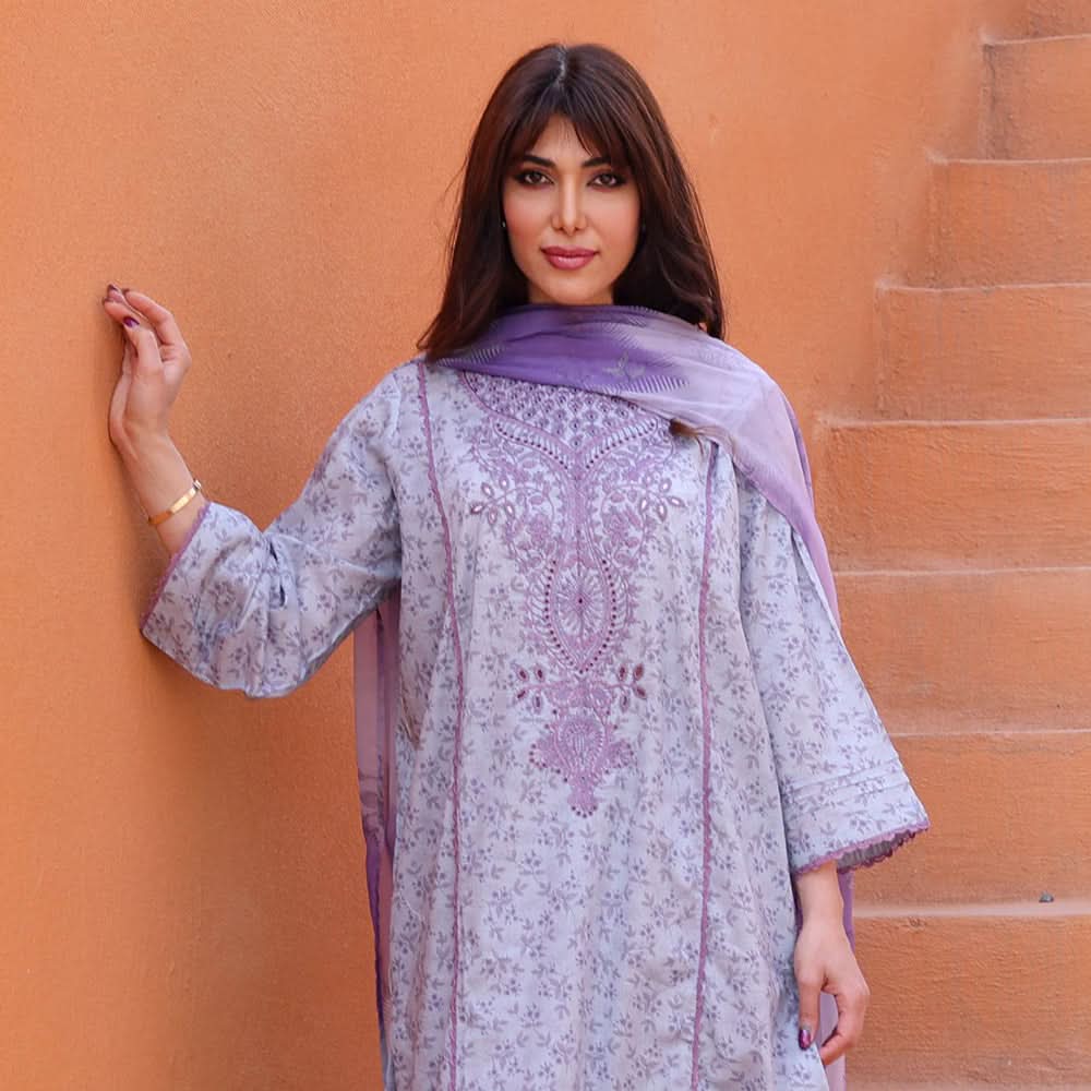 Rashid Samar Printed Embroidered Lawn Unstitched 3Pcs Suit - 8152, Women, 3Pcs Shalwar Suit, Rashid Textiles, Chase Value
