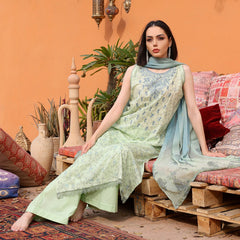 Rashid Samar Printed Embroidered Lawn Unstitched 3Pcs Suit - 8153