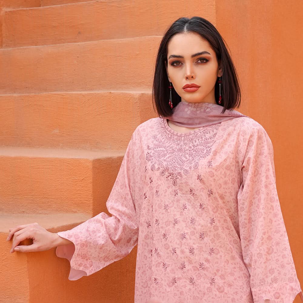 Rashid Samar Printed Embroidered Lawn Unstitched 3Pcs Suit - 8155, Women, 3Pcs Shalwar Suit, Rashid Textiles, Chase Value