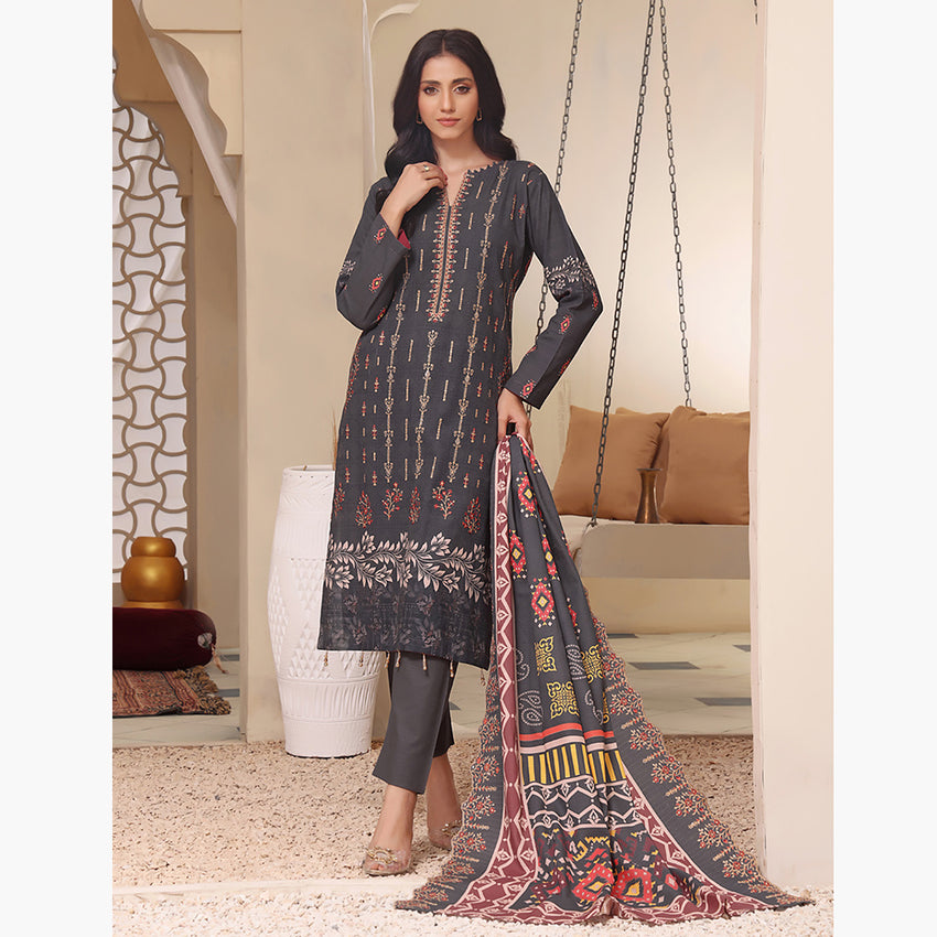 Evelyn Digital Printed Khaddar Embroidered Unstitched 3Pcs Suit, Women, 3Pcs Shalwar Suit, Rana Arts, Chase Value