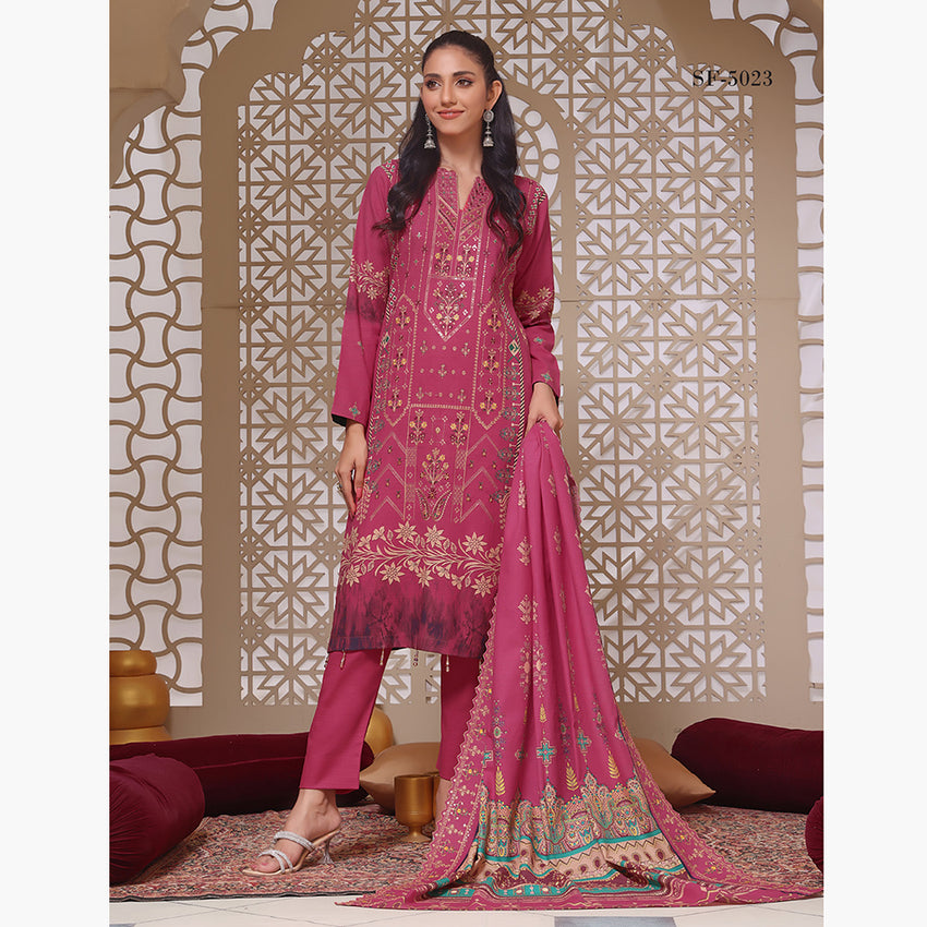 Evelyn Digital Printed Khaddar Embroidered Unstitched 3Pcs Suit, Women, 3Pcs Shalwar Suit, Rana Arts, Chase Value