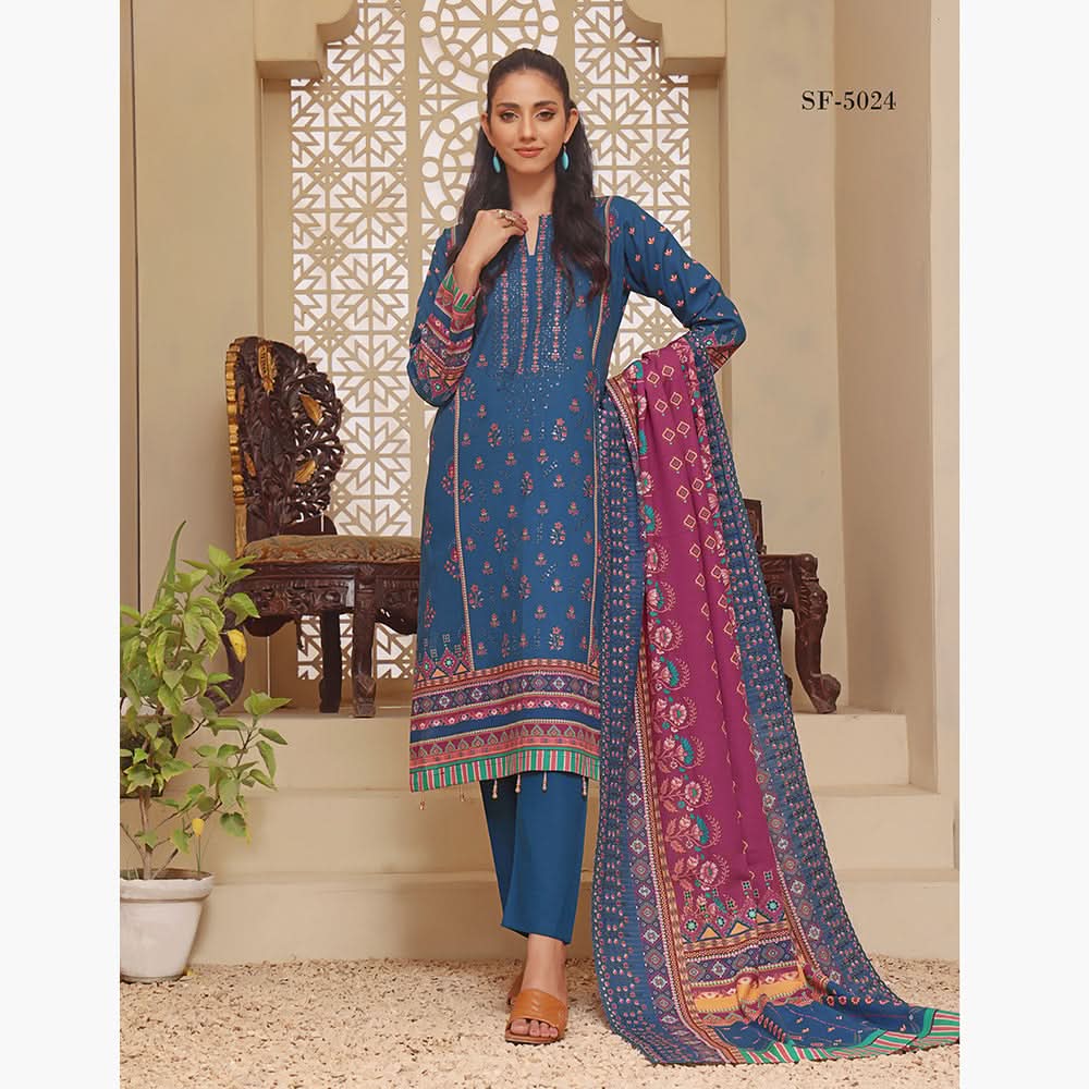 Evelyn Digital Printed Khaddar Embroidered Unstitched 3Pcs Suit, Women, 3Pcs Shalwar Suit, Rana Arts, Chase Value